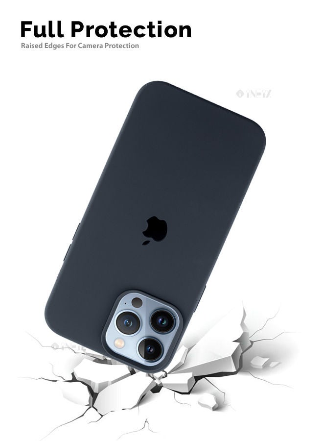 إينيكس غطاء حماية من السيليكون متوافق مع شعار لهاتف أبل آيفون 13 برو ماكس رمادي غامق - Image 4