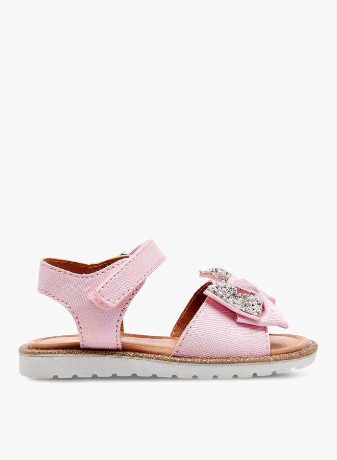 بيرفيت صنادل مسطحة مزينة بفيونكة للبنات بإغلاق بخطاف وحلقة - Image 1