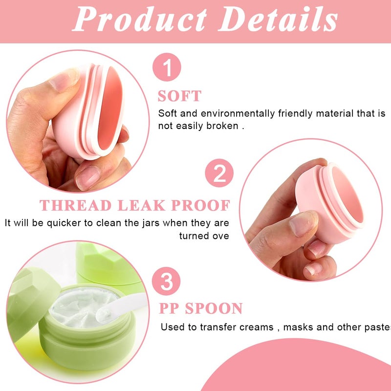 MAYCREATE 3pcs Silicone Cream Jars for Travel 20ml Cream Dispenser Refill Travel Bottles for Toiletries Leakproof Small Travel Containers for Face Body Hand Cream Shampoo Powder - Image 3