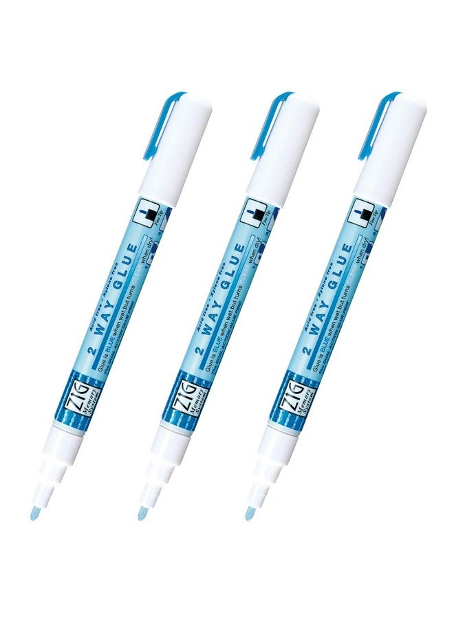Kuretake Zig 2 Way Glue Pen 2Mm Fine Tip 3 Pcs Set Adhesive For Kids Adult Artists Crafting Scrapbooking Gift Card Calligraphy Made In Japan - Image 1
