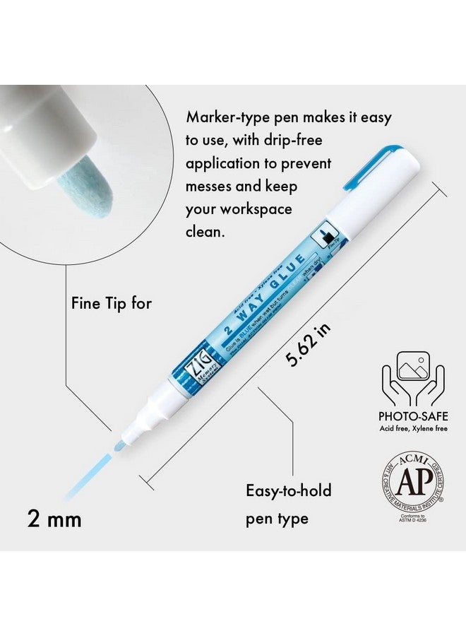 Kuretake Zig 2 Way Glue Pen 2Mm Fine Tip 3 Pcs Set Adhesive For Kids Adult Artists Crafting Scrapbooking Gift Card Calligraphy Made In Japan - Image 2