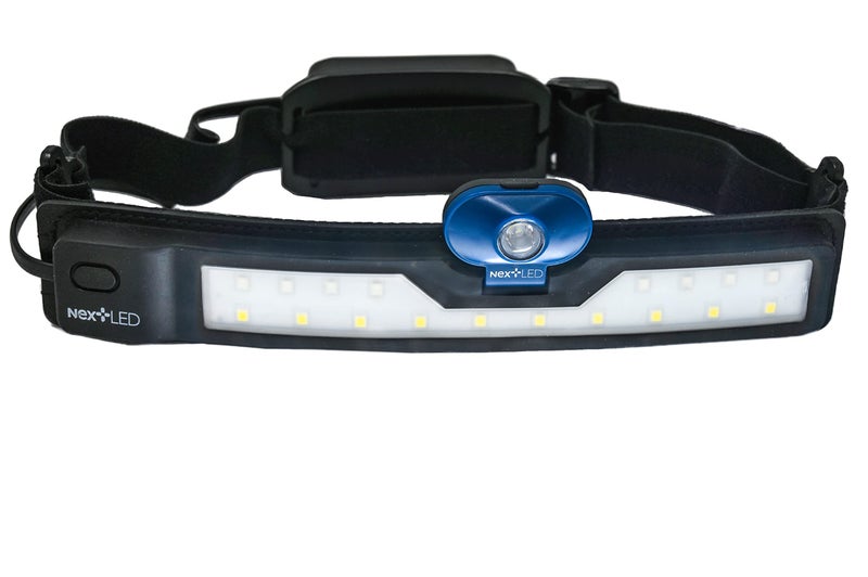 NextLED NT-6598 مصباح رأس متعدد الوظائف قابل لإعادة الشحن، ضوء خوذة/بقعة/سلامة، 3 أضواء في 1، 500 لومن، إضاءة 210°، مصباح رأس قابل لإعادة الشحن عبر USB C، مصباح رأس بشريط ضوئي، IP-54 - Image 1