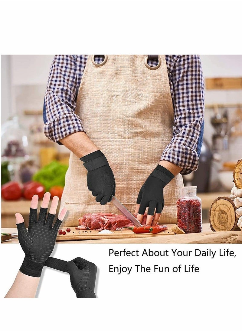 Generic - Copper Fiber Pressure Gloves,Copper Wrist Support Brace Fingerless Glove with Adjustable Strap, for Men and Women Sports and Fitness Non-slip Half-knuckle Training Gloves Copper Ion Wrist - Image 1