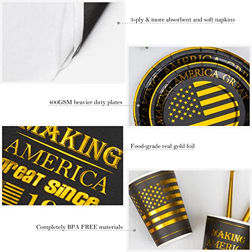 Crisky Black Gold Tableware Set for Men 50th Birthday Party Decoration Set of 24 Making Great Since 1975 9 7 Plates Luncheon Napkin 9oz Cups 10654 Tablecloth Knife Fork - Image 5
