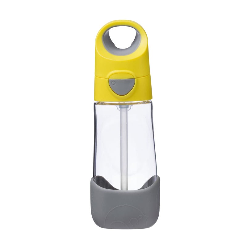 b.box 15oz Tritan Kids Water Bottle â€“ Toddler Drink Bottle with Straw for School, Daycare, Travel w/Easy-Grip Triangular Design, Leak Proof Lid & Handle, BPA Free, Dishwasher Safe (Lemon Sherbet) - Image 4