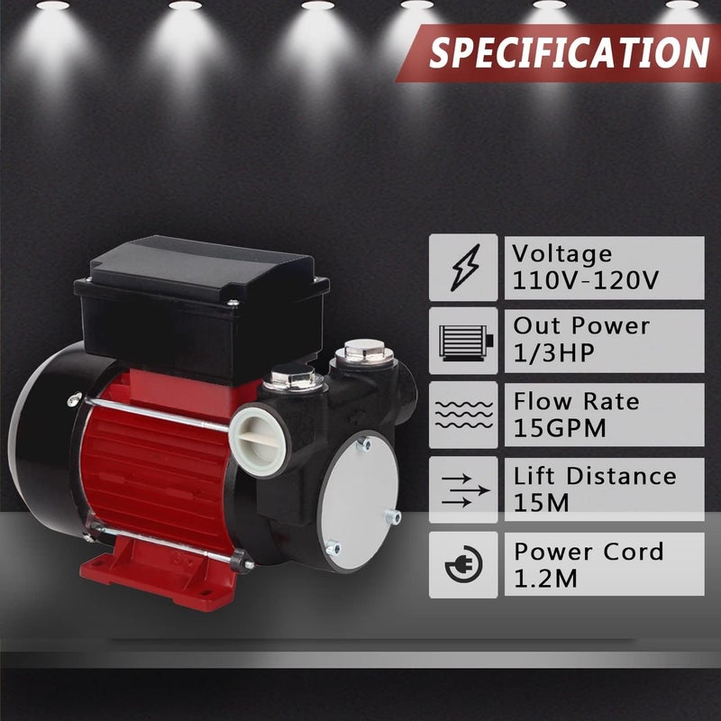 TOPWAY مضخة نقل زيت كهربائية ذاتية التحضير 15GPM 110V AC للديزل والكيروسين والبيوديزل - Image 2