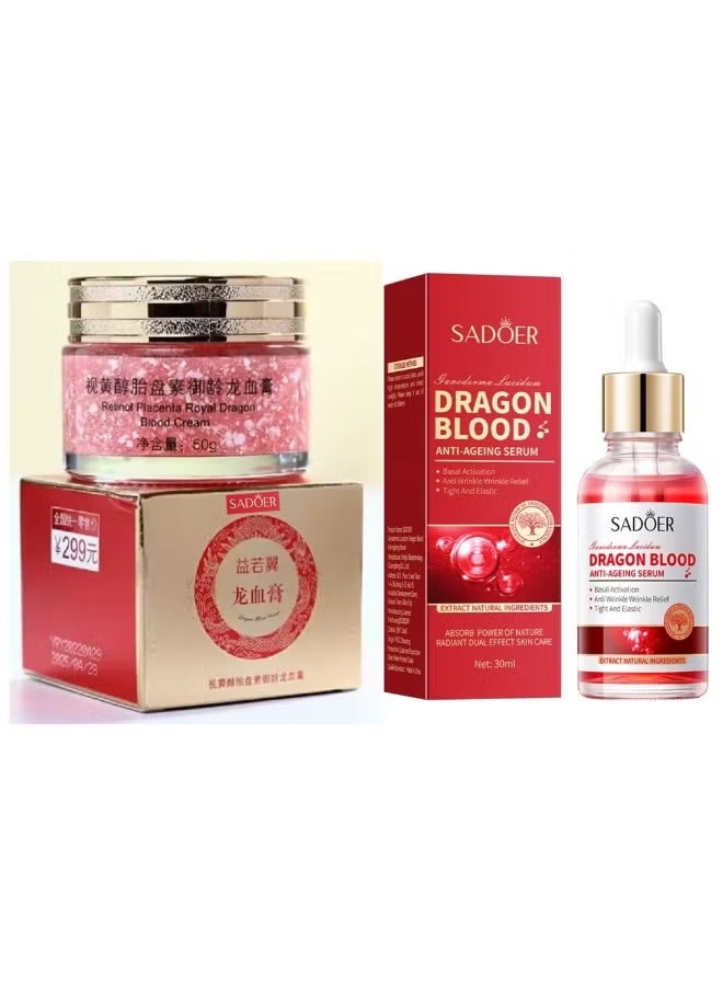 SADOER Dragon Blood Anti-Ageing Serum 30ml & Retinol Placenta Royal Dragon Blood Cream 50gm