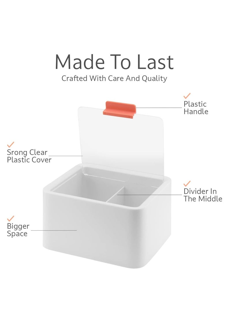 Loquat Pink 2 Section Cotton Pad  Q-Tip Storage Organizer with Lid, Multi-Use Dispenser Box for Bathroom Accessories. - Image 3