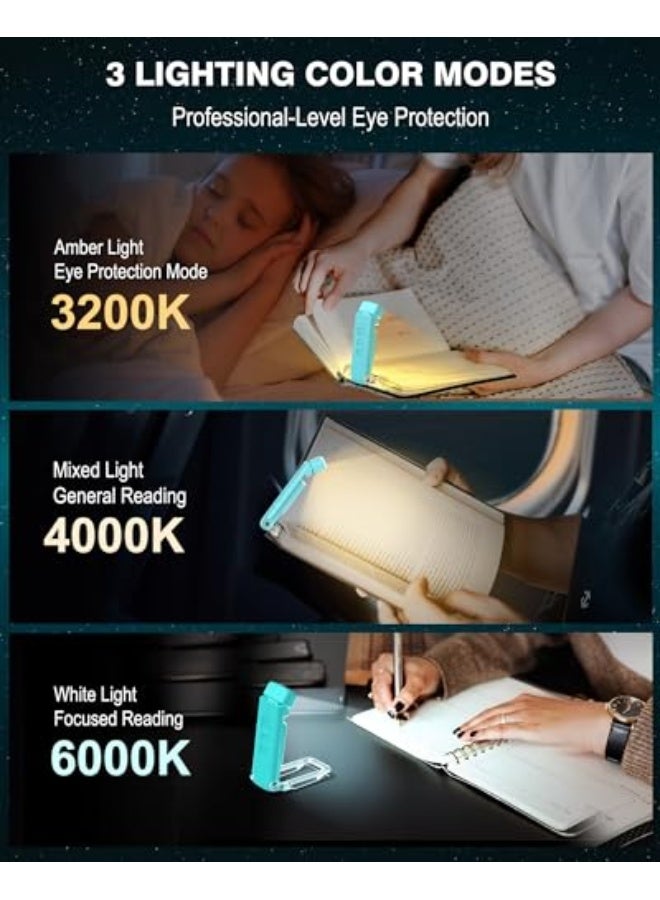NIBEMINENT USB Rechargeable Book Light for Reading in Bed, Portable Clip-on LED Reading Light, 30/60-min Timer, 3 Amber Colors, 5 Brightness Dimmable, 5 Magnetic Bookmarks, Kids, Nighttime Readers(Blue) - Image 2