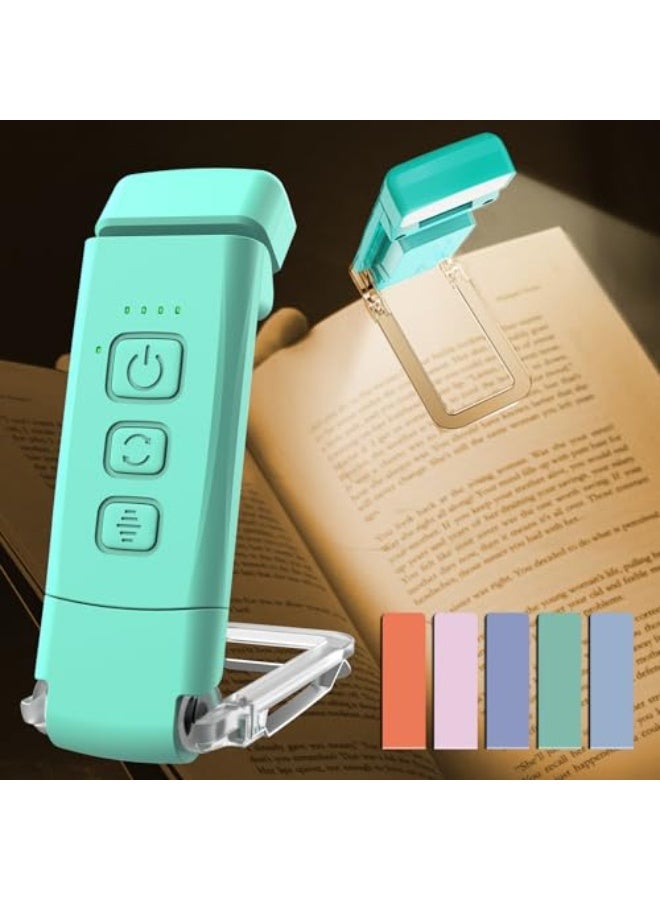 NIBEMINENT USB Rechargeable Book Light for Reading in Bed, Portable Clip-on LED Reading Light, 30/60-min Timer, 3 Amber Colors, 5 Brightness Dimmable, 5 Magnetic Bookmarks, Kids, Nighttime Readers(Blue) - Image 1