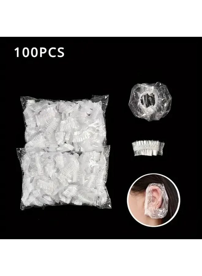 100 Pcs Disposable Transparent Ear Covers For Showering Bathing And Hair Dyeing - Image 1