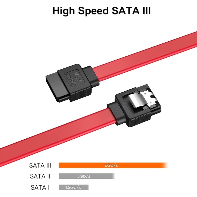 GANIX SATA Cable III 6Gbps Straight HDD SDD Data Cable with Locking Latch 16 Inch Compatible for SATA HDD, SSD, CD Driver, CD Writer (Pack-of-2) - Image 2