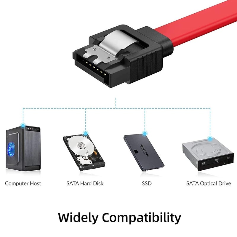 GANIX SATA Cable III 6Gbps Straight HDD SDD Data Cable with Locking Latch 16 Inch Compatible for SATA HDD, SSD, CD Driver, CD Writer (Pack-of-2) - Image 4