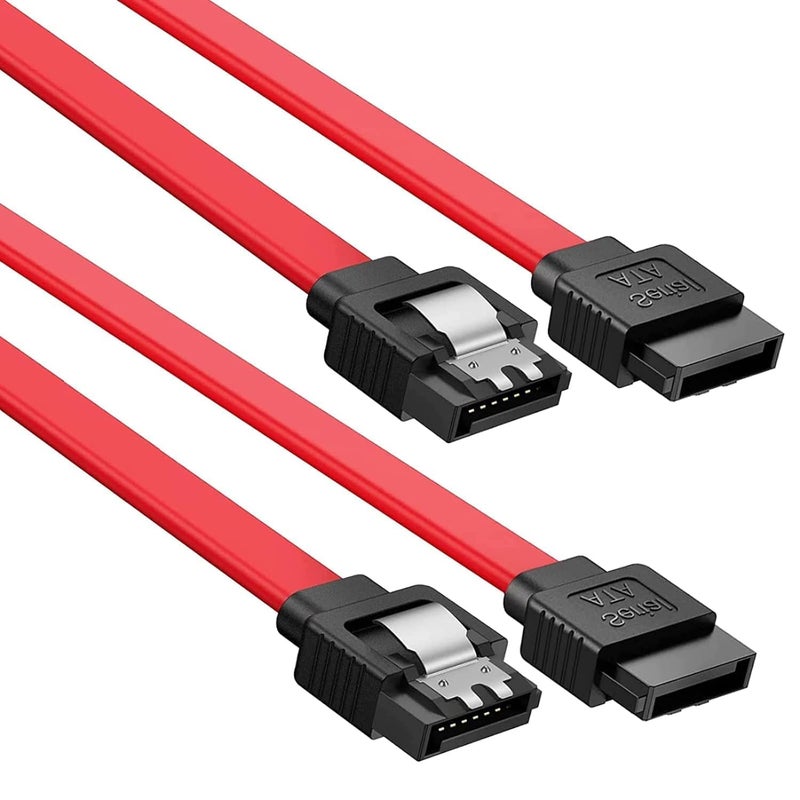 GANIX SATA Cable III 6Gbps Straight HDD SDD Data Cable with Locking Latch 16 Inch Compatible for SATA HDD, SSD, CD Driver, CD Writer (Pack-of-2) - Image 1
