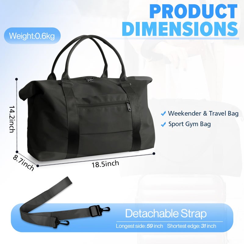 Easyfun Travel Duffle Bag, Weekender Travel Bag Men Small Gym Bag for Women, Hospital Bag for Labor and Delivery, Overnight Bag Luggage Bag with Trolley Sleeve, Airplane Travel Essentials for Flying(Black) - Image 5