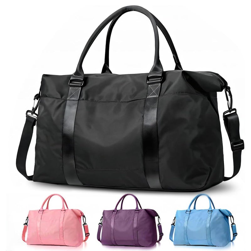 Easyfun Travel Duffle Bag, Weekender Travel Bag Men Small Gym Bag for Women, Hospital Bag for Labor and Delivery, Overnight Bag Luggage Bag with Trolley Sleeve, Airplane Travel Essentials for Flying(Black) - Image 1