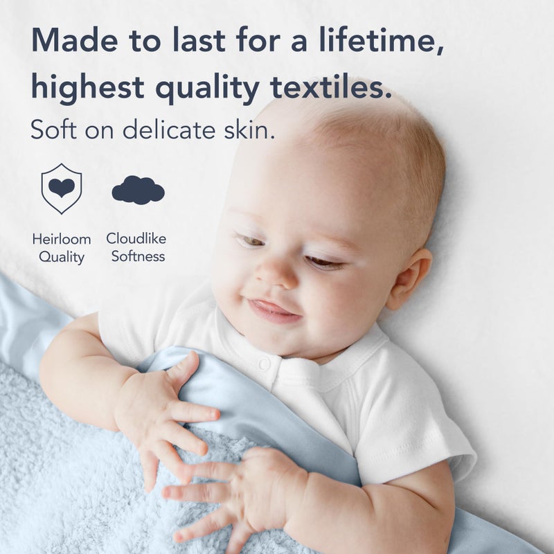 Little Giraffe Baby Blanket - Chenille Soft Blanket with Satin Trim - Baby Stroller Blanket - Newborn Baby Essentials & Gifts - 29" x 35" - Blue - Image 2