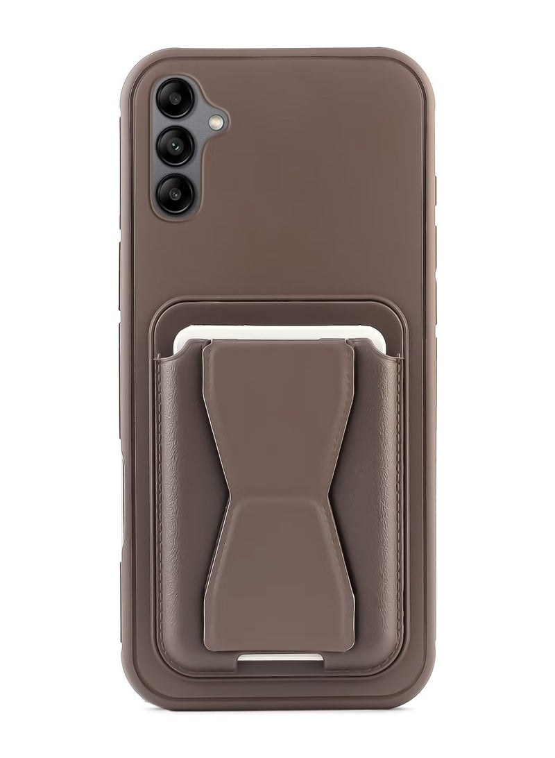 Leather back cover with card wallet Foldable Shockpoof Case compatible with Samsung Galaxy A16 (Brown)