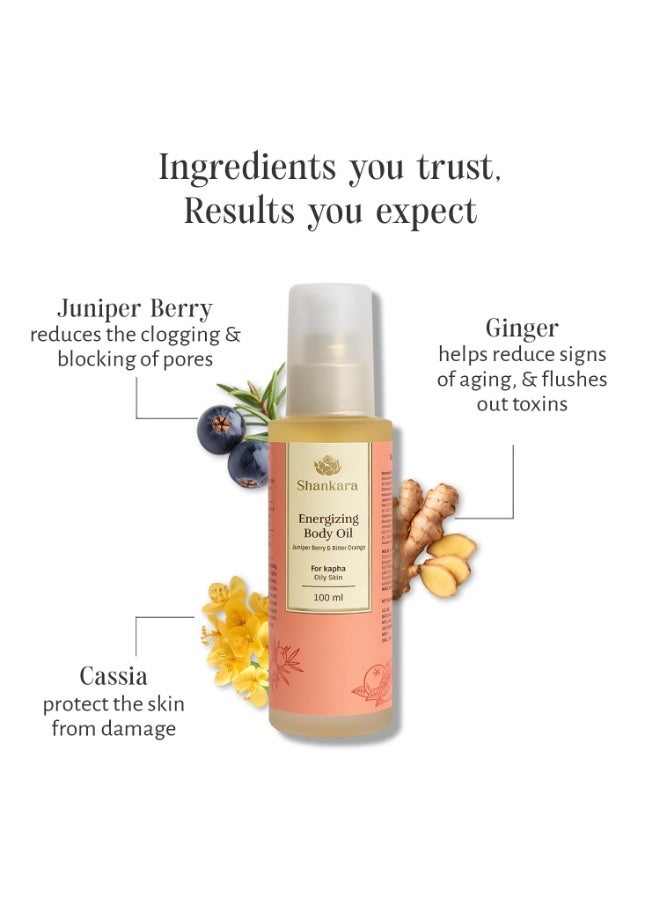 Shankara Energizing Body Oil enriched with Juniper Berry, Cassia & Ginger | Restores balance & delights the skin | Unisex - All Skin Types (100 ml) - Image 2