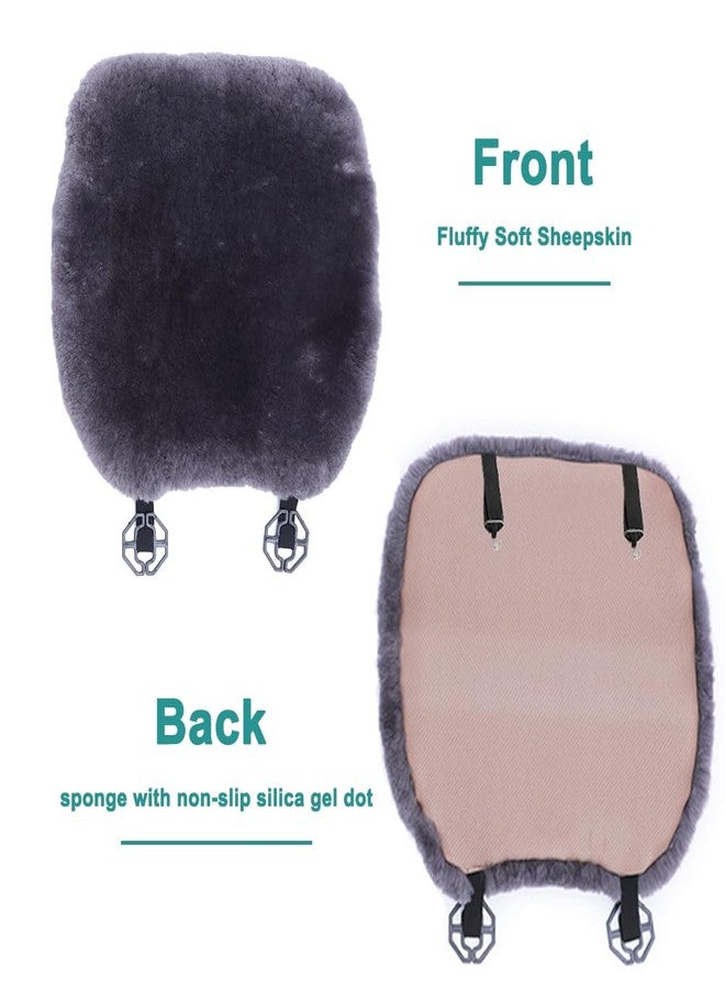 OGLAND Fluffy Genuine Australia Sheepskin Car Seat Cover for Auto Interior Accessories with Soft Fuzzy Wool Eco-Friendly Natural Fur Non-Slip (Graphite, Front) - Image 3