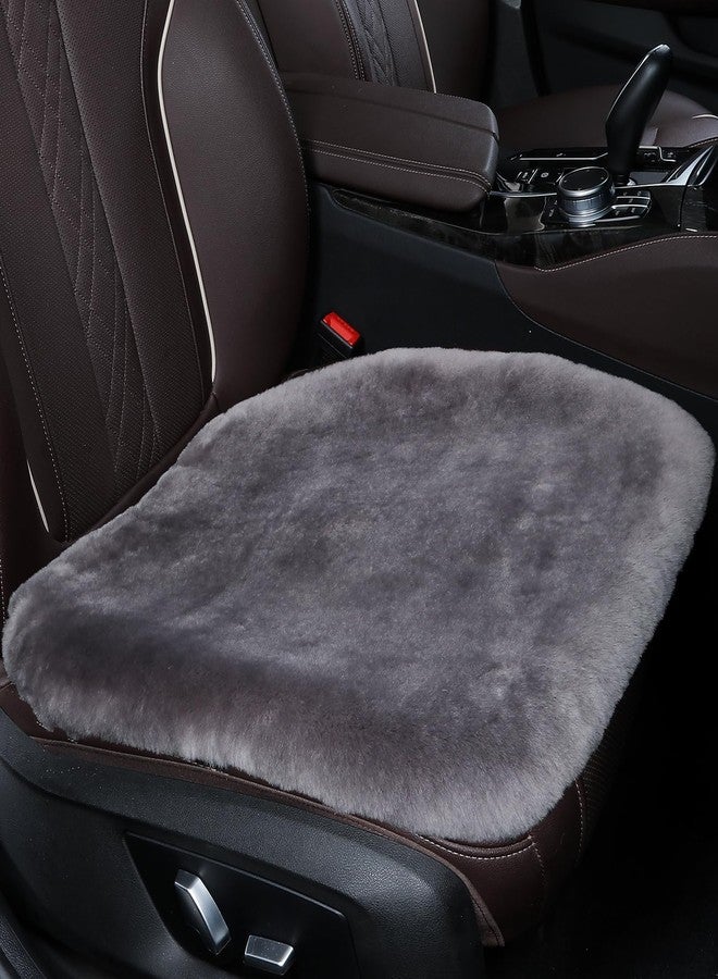 OGLAND Fluffy Genuine Australia Sheepskin Car Seat Cover for Auto Interior Accessories with Soft Fuzzy Wool Eco-Friendly Natural Fur Non-Slip (Graphite, Front) - Image 1