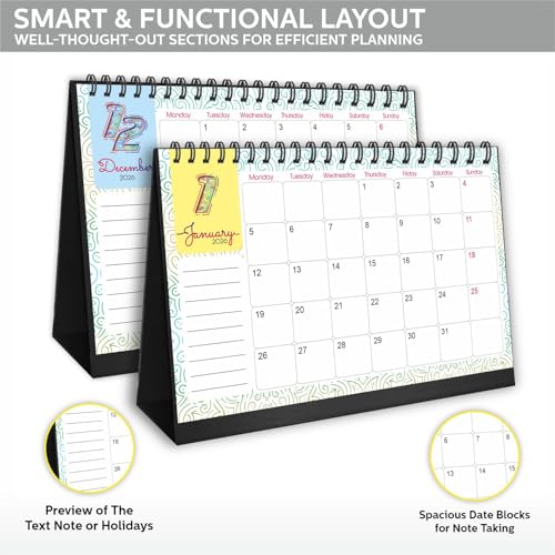 COI 2026 Table Calendar Jan–Dec | Flip Desk Calendar A5 5x8.25 | 300 GSM Thick Paper | To-Do, Goals, Holidays + 2027 Overview | Spiral Binding - Image 5