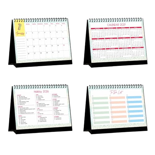COI 2026 Table Calendar Jan–Dec | Flip Desk Calendar A5 5x8.25 | 300 GSM Thick Paper | To-Do, Goals, Holidays + 2027 Overview | Spiral Binding - Image 2