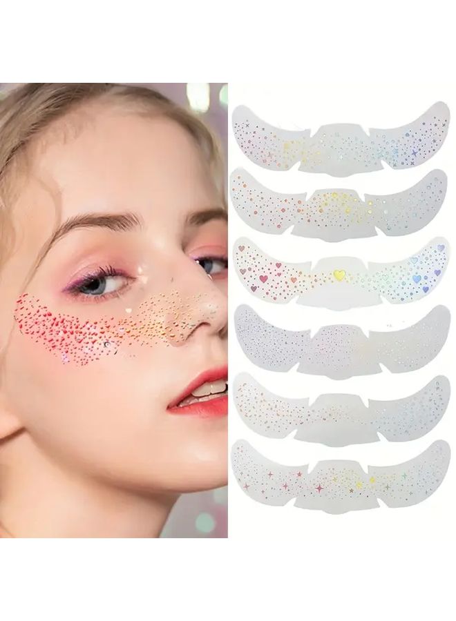 6Pcs Glittery Freckle Stickers Heart Star Face Decals For Parties Gifts - Image 1