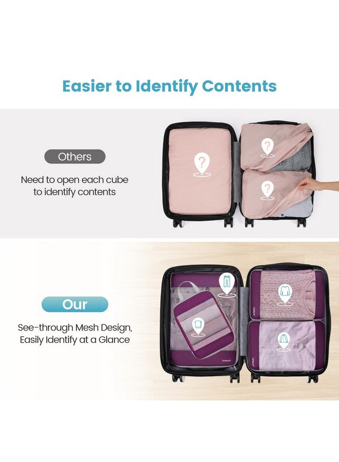 Cambond See Through Mesh Compression Packing Cubes - 4 Set Space Saving Packing Cubes for Travel Women, Lightweight Travel Bags Luggage Packing Organizer Travel Essentials for Suitcases, Purple - Image 3
