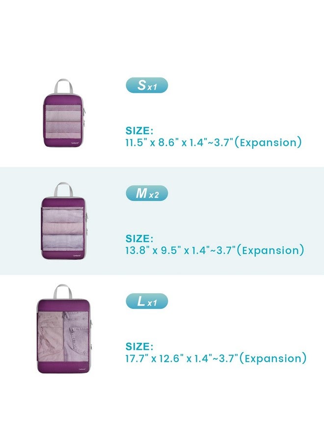 Cambond See Through Mesh Compression Packing Cubes - 4 Set Space Saving Packing Cubes for Travel Women, Lightweight Travel Bags Luggage Packing Organizer Travel Essentials for Suitcases, Purple - Image 5