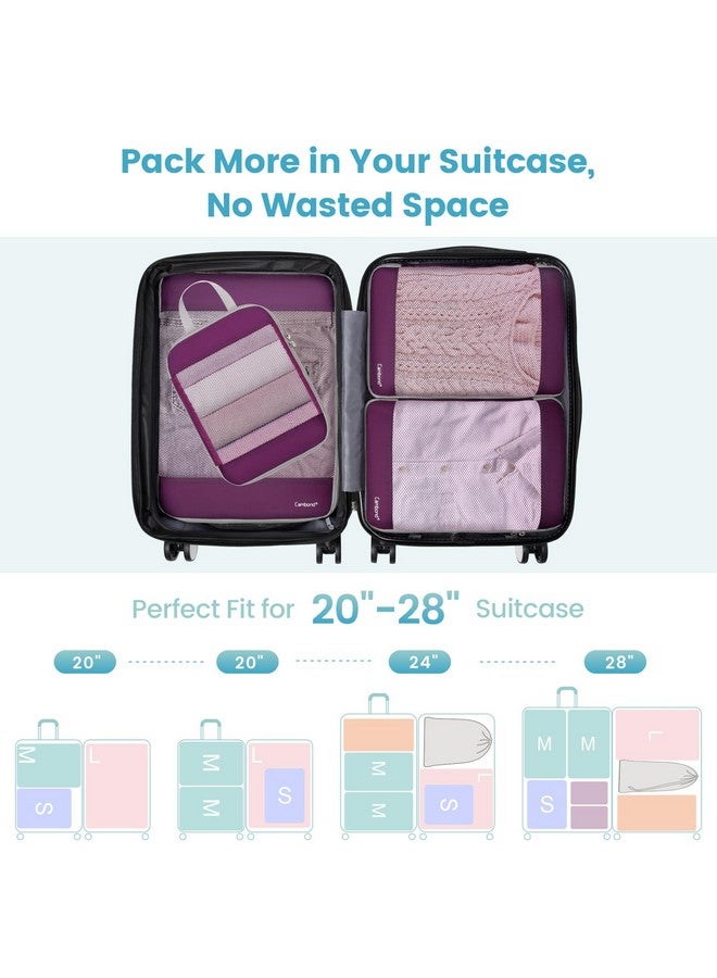 Cambond See Through Mesh Compression Packing Cubes - 4 Set Space Saving Packing Cubes for Travel Women, Lightweight Travel Bags Luggage Packing Organizer Travel Essentials for Suitcases, Purple - Image 4
