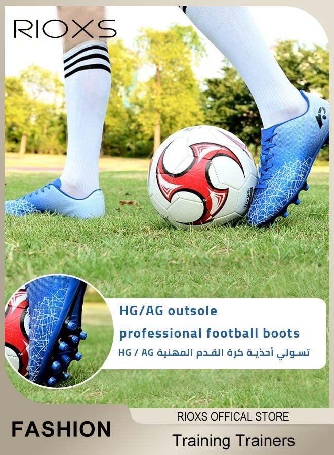 RIOXS Men's Soccer Shoes,Professional Spikes Sport Shoe,Competition Training Trainers For Men,Non-Slip Sneakers,Lace-Up Athletic Shoes,Lightweight Indoor Outdoor Sports Trainers For Youth And Adult,Baseball Lacrosse Football Sneaker, Men's  Athlesiure Trainers, Anti-Slip Spikes & Breathable Mesh for Outdoor/Indoor Training - Image 4