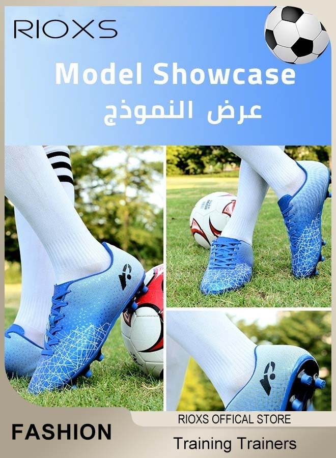 RIOXS Men's Soccer Shoes,Professional Spikes Sport Shoe,Competition Training Trainers For Men,Non-Slip Sneakers,Lace-Up Athletic Shoes,Lightweight Indoor Outdoor Sports Trainers For Youth And Adult,Baseball Lacrosse Football Sneaker, Men's  Athlesiure Trainers, Anti-Slip Spikes & Breathable Mesh for Outdoor/Indoor Training - Image 5