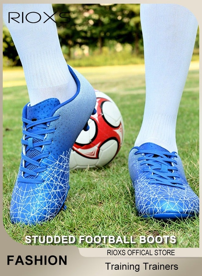 RIOXS Men's Soccer Shoes,Professional Spikes Sport Shoe,Competition Training Trainers For Men,Non-Slip Sneakers,Lace-Up Athletic Shoes,Lightweight Indoor Outdoor Sports Trainers For Youth And Adult,Baseball Lacrosse Football Sneaker, Men's  Athlesiure Trainers, Anti-Slip Spikes & Breathable Mesh for Outdoor/Indoor Training - Image 1