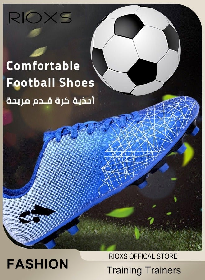 RIOXS Men's Soccer Shoes,Professional Spikes Sport Shoe,Competition Training Trainers For Men,Non-Slip Sneakers,Lace-Up Athletic Shoes,Lightweight Indoor Outdoor Sports Trainers For Youth And Adult,Baseball Lacrosse Football Sneaker, Men's  Athlesiure Trainers, Anti-Slip Spikes & Breathable Mesh for Outdoor/Indoor Training - Image 2