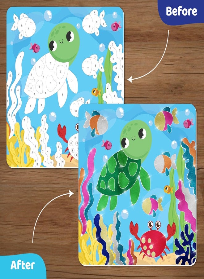 jackinthebox Foil By Number Ocean, No Mess Art & Craft Kit for Kids, Fun Foil Art, Scrapbooking Craft Kits, DIY Creative Activity, Travel Toys, Screen-Free Birthday Gifts for Ages 4, 5, 6, 7, 8, 9 - Image 3