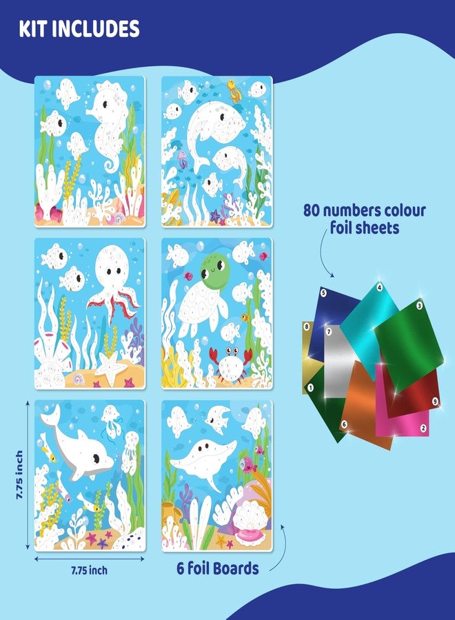 jackinthebox Foil By Number Ocean, No Mess Art & Craft Kit for Kids, Fun Foil Art, Scrapbooking Craft Kits, DIY Creative Activity, Travel Toys, Screen-Free Birthday Gifts for Ages 4, 5, 6, 7, 8, 9 - Image 2