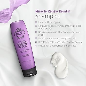 Rich Repair Miracle Renew CC Shampoo with Keratin Argan Oil Grape Seed Oil for Dry and Damaged Hair - Image 2