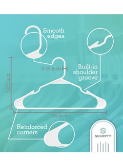 TYCOM Plastic Clothes Hangers - Suit Hangers (30 Pack) Ultra Thin Space Saving 360 Degree Swivel Hook Clothes Hangers Hold Up-to 10 Lbs, for Coats, Jackets, Pants - Plastic 30pcs White  - Image 2