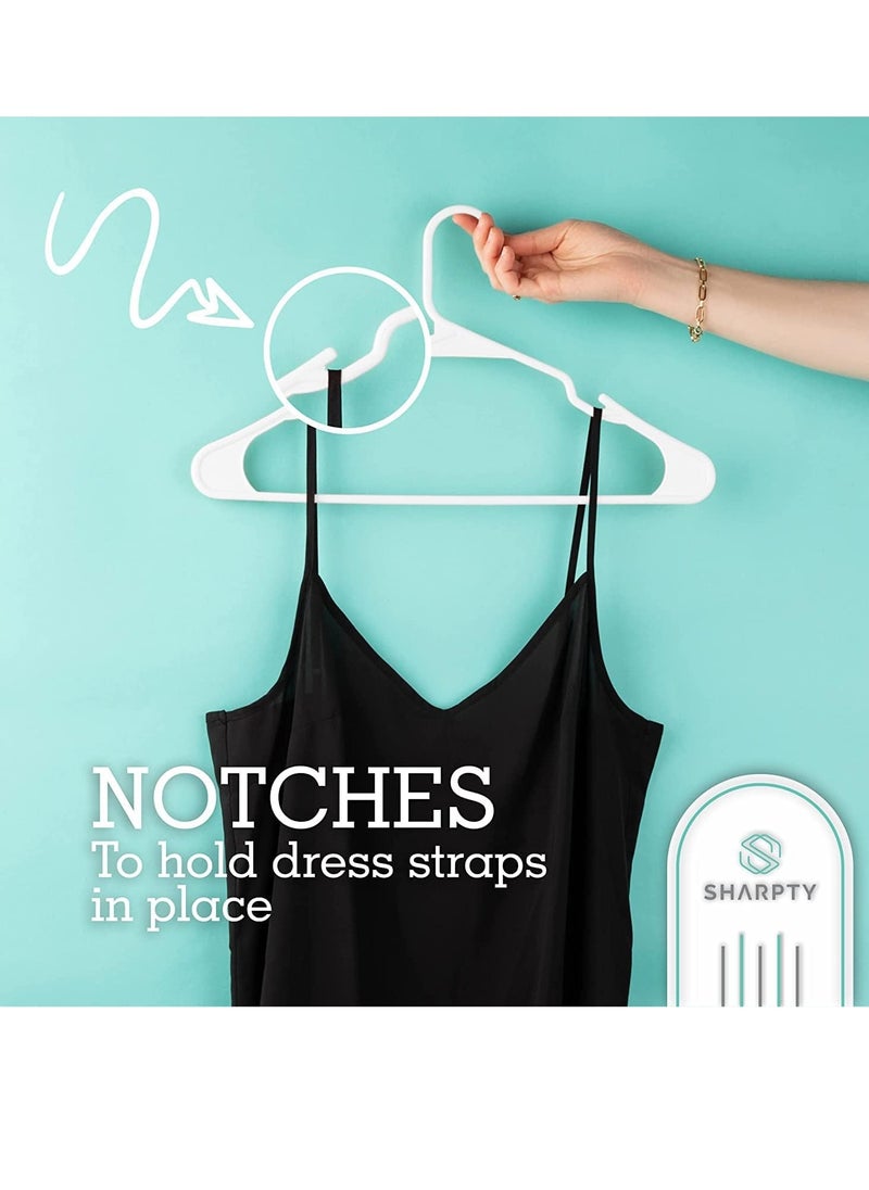 TYCOM Plastic Clothes Hangers - Suit Hangers (30 Pack) Ultra Thin Space Saving 360 Degree Swivel Hook Clothes Hangers Hold Up-to 10 Lbs, for Coats, Jackets, Pants - Plastic 30pcs White  - Image 3