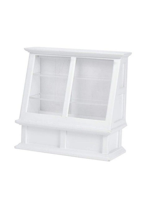 1 : 12 Doll House Miniature Store Cake Cabinet Decoration Mini Dollhouse Shop Food Miniature Cabinet Accessories (White)