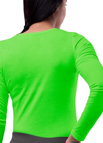 Sivvan Scrubs for Women - Long Sleeve Comfort Underscrub Tee - S8500 - Neon Lime Green - M - Image 2
