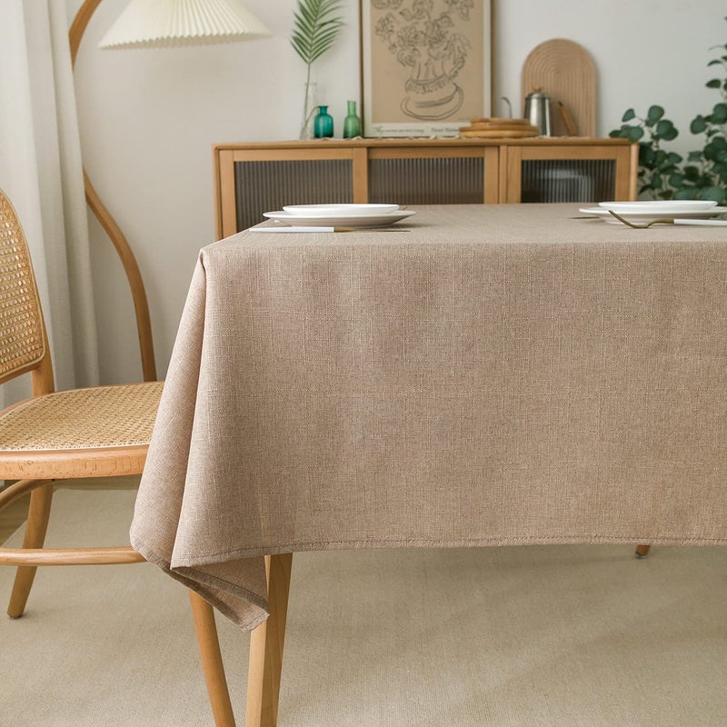 nlmuvw tablecloth الكتان الطبيعي للمستطيل الطاولة 6 قدم مزرعة فو ، الكتان منسوب طاولة قطعة قماش مقاومة للبقعة مقاومة للبقع مقاومة الغطاء لغرفة الطعام 54 × 84 بوصة - Image 1