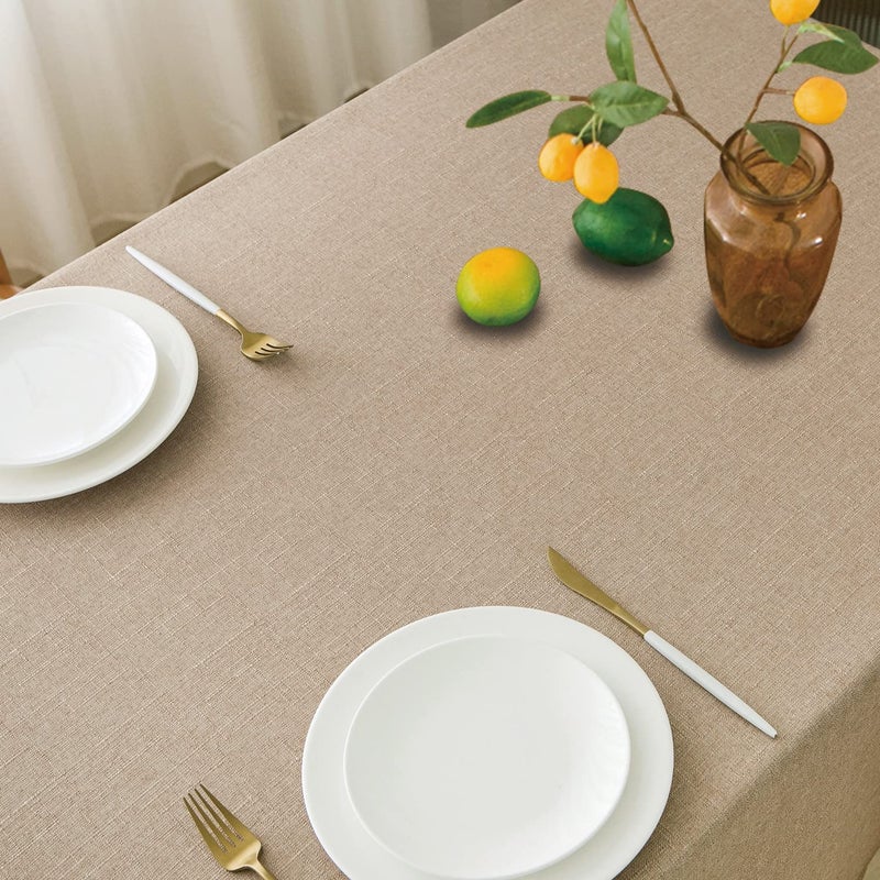 nlmuvw tablecloth الكتان الطبيعي للمستطيل الطاولة 6 قدم مزرعة فو ، الكتان منسوب طاولة قطعة قماش مقاومة للبقعة مقاومة للبقع مقاومة الغطاء لغرفة الطعام 54 × 84 بوصة - Image 3