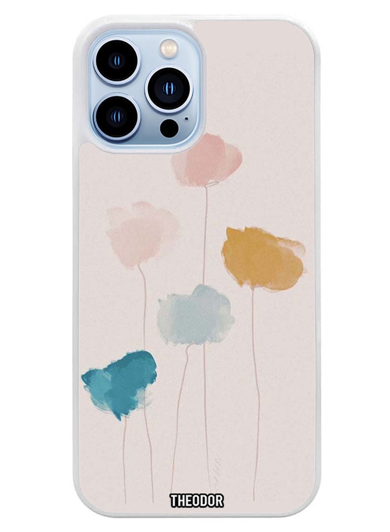 Theodor Protective Case Cover For APPLE IPHONE 14 Pro Flower Paint (White Bumper) - Image 1