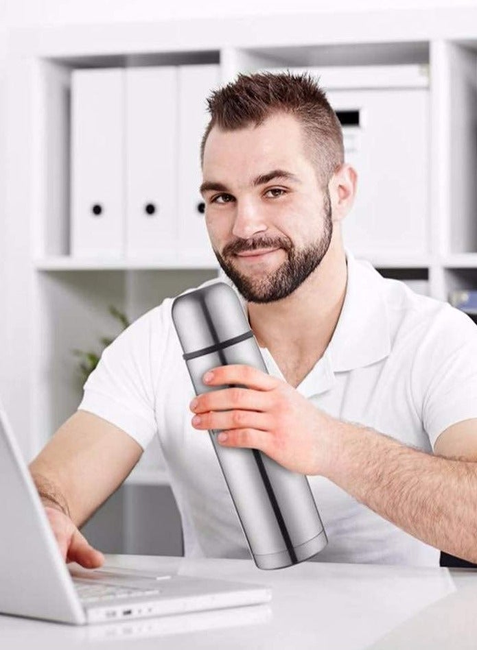 Stainless Steel Vacuum Bottle Sweat Free Leakproof Dishwasher Safe Water Bottle Silver 1Liters  - Image 2