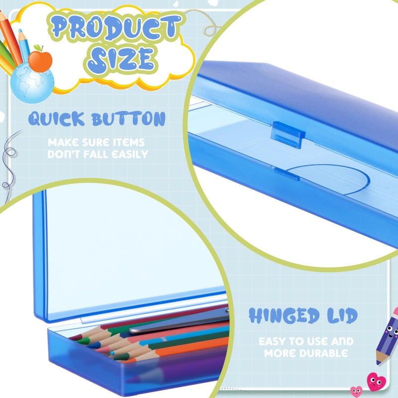Fainne 24 Pcs Plastic Pencil Case Bulk Pencil Boxes Plastic Stationery Case Frosted Pen Box Pen Holder with Hinged Lid Snap Closure for Office(Single Layer,Assorted Colors,7.09 x 2.36 x 0.98 Inch) - Image 3