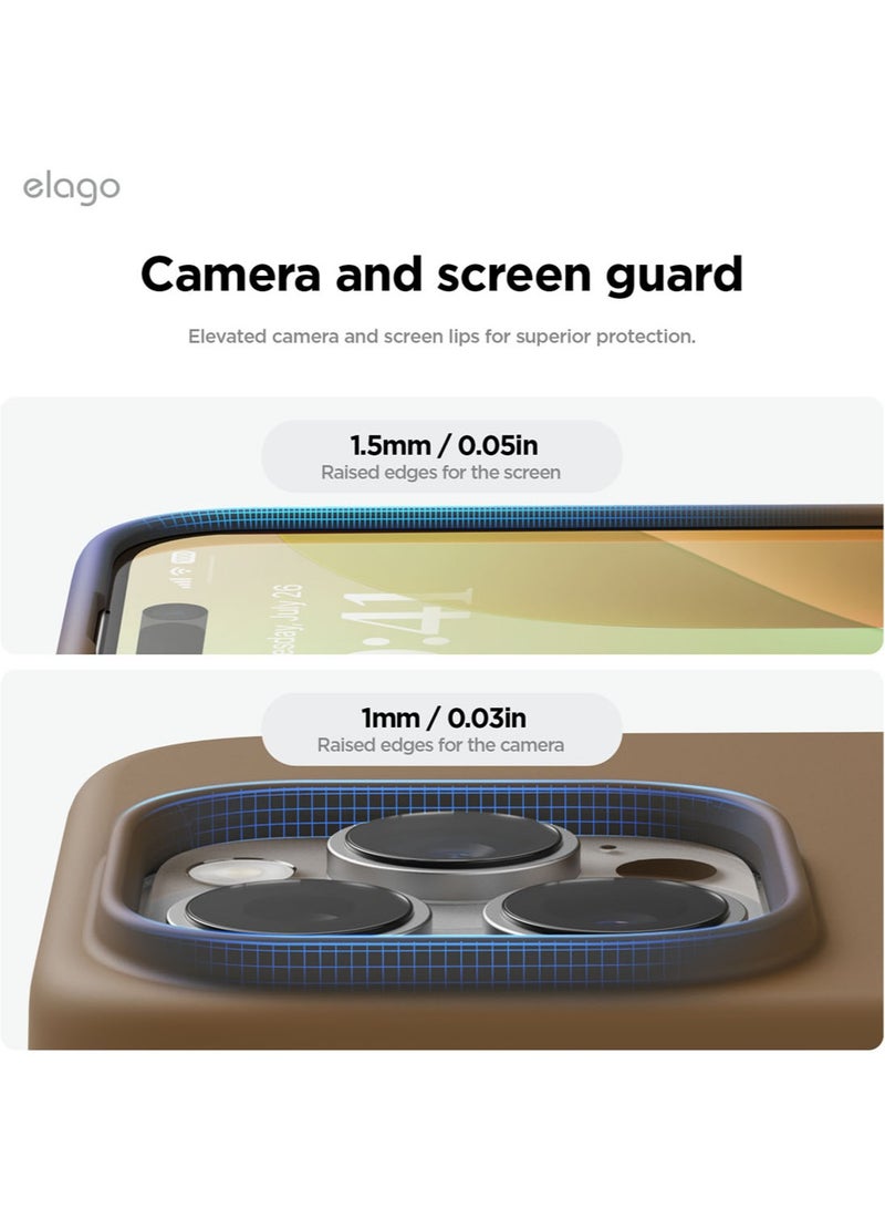 Elago Liquid Silicone for iPhone 16 PRO Case Cover Full Body Protection, Shockproof, Slim, Anti-Scratch Soft Microfiber Lining - Brown - Image 4