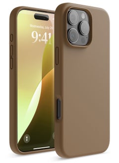 Elago Liquid Silicone for iPhone 16 PRO Case Cover Full Body Protection, Shockproof, Slim, Anti-Scratch Soft Microfiber Lining - Brown  - Image 1