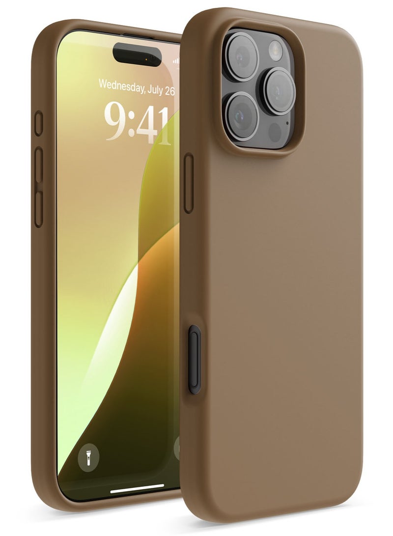 Elago Liquid Silicone for iPhone 16 PRO Case Cover Full Body Protection, Shockproof, Slim, Anti-Scratch Soft Microfiber Lining - Brown - Image 1